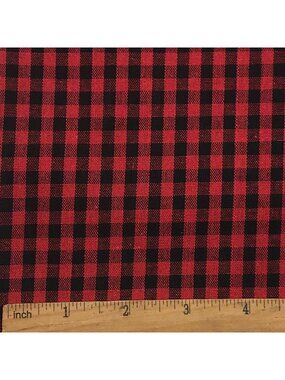 Vintage Red & Black Check Homespun Fabric - 72x57 Inch Soft Cotton Material